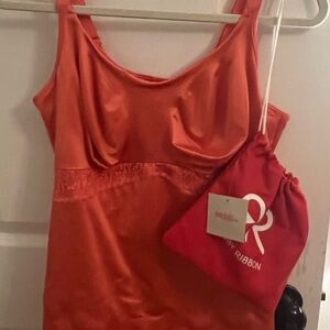 Ruby Ribbon Orange Satin Chemise